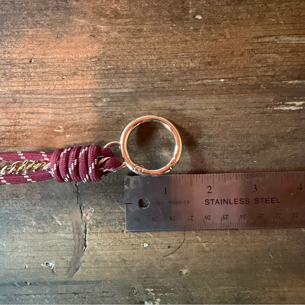 Gold Chain + Burgundy Paracord Rope Bag Charm Strap 16” - Picture 6 of 6